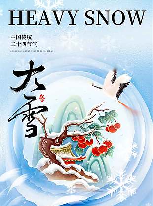 芳华盛雪传统节气大雪海报