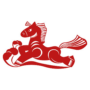 奔腾的骏马马年窗花贴纸