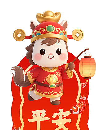 平安喜乐红色喜庆春节贴纸设计