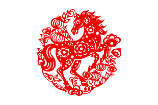 红色中国风马到成功新春窗花