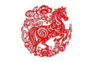 中国风马到成功马年窗花
