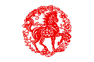 喜庆中国风马年窗花贴纸