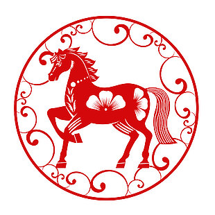 一马当先马年窗花贴纸