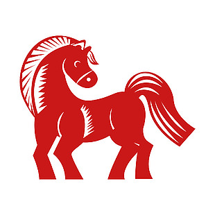 马年可爱小马窗花贴纸设计