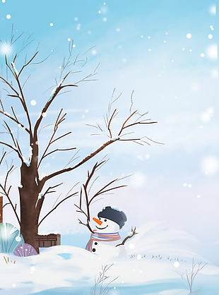 冬季主题卡通雪人元素童话场景背景