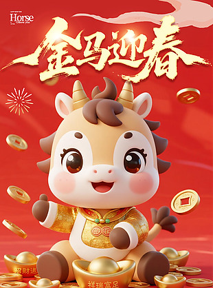 金马迎春马年新年台历日历