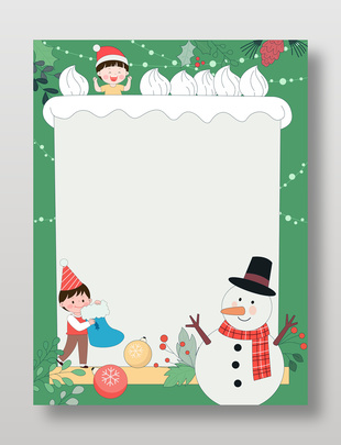 小朋友庆祝圣诞节堆雪人节日插画