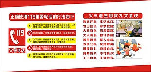 火灾逃生自救九大要诀宣传海报
