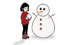 堆雪人的小朋友插画