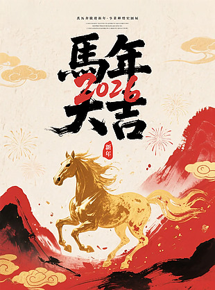 大气恢弘2026马年大吉海报