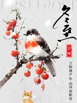 万物裹冬色传统冬至节气海报
