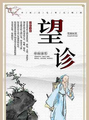 可爱创意传统中医养生之望诊宣传海报