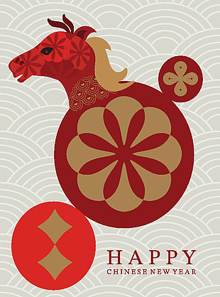 简约几何风马年新年快乐海报