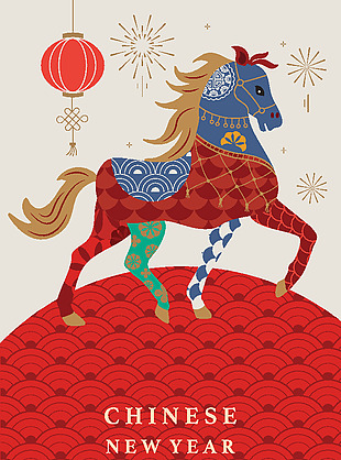 高级中国风马年新年海报