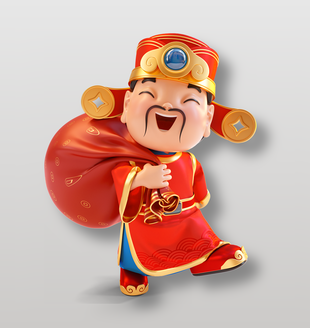 可爱红色卡通财神爷形象