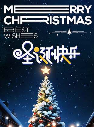 浪漫唯美梦幻星空圣诞节活动海报