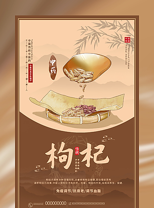 传统中医枸杞药理知识宣传海报