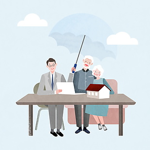 舒适自由健康养老生活插画