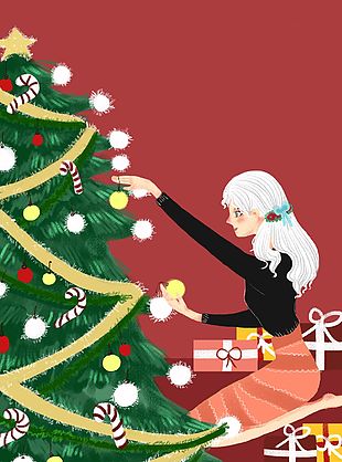 温馨自在欢乐过圣诞节日插画