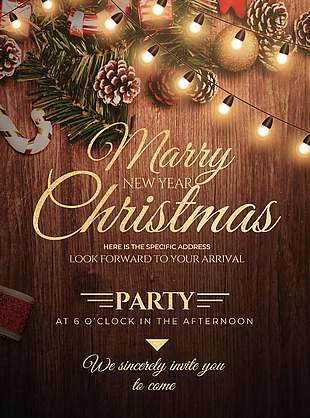 黑色静谧圣诞节晚会邀请函