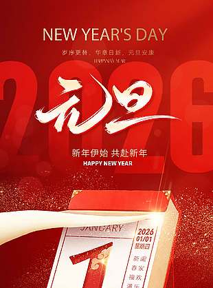 岁序更替华章日新元旦节日海报