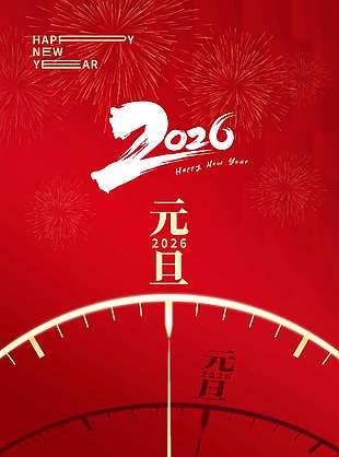 一年伊始万物生春元旦节日海报