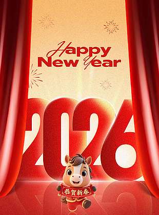 新年迎花开马年元旦节日活动海报