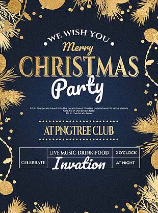 大气蓝金色圣诞节活动邀请函