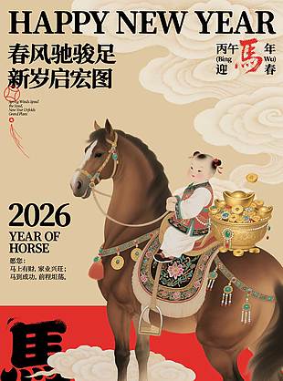 新岁启宏图马年元旦节日活动海报