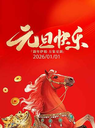新年伊始元旦快乐节日活动海报