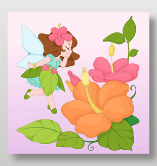 花朵精灵小仙女卡通儿童插画