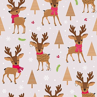 可爱驯鹿圣诞印花图案