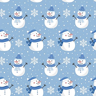 可爱雪人圣诞印花图案