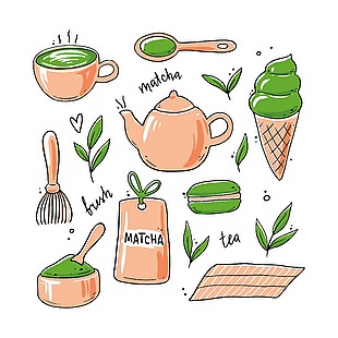 文艺清新茶艺工具印花图案
