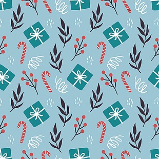 礼物盒圣诞装饰印花图案