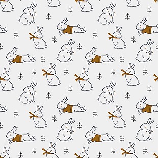 可爱兔子圣诞装饰印花图案