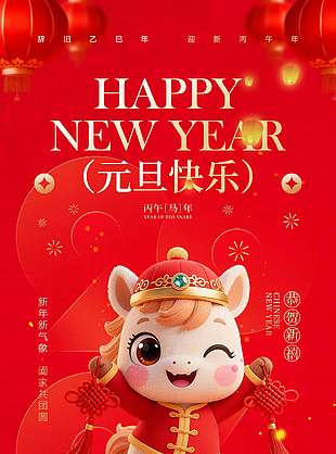 元旦快乐恭贺新禧节日活动海报