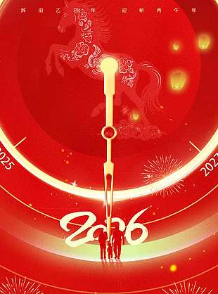 新年快乐马年大吉元旦节日海报