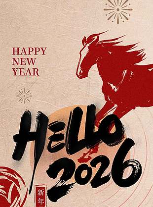 马年大吉辞旧迎新元旦节日海报