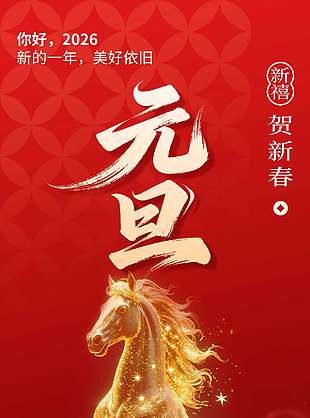 新的一年美好依旧元旦节日海报