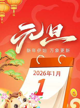 元旦岁岁平安事事如意节日海报