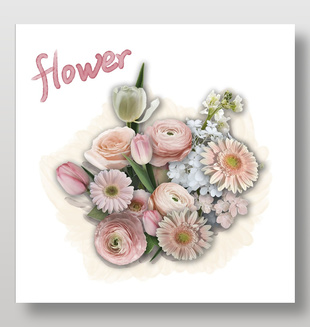 粉色浪漫梦幻花朵花束装饰插画