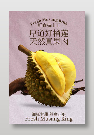 鲜食猫山王榴莲果肉宣传海报