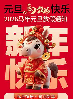元旦快乐喜迎新年放假通知海报