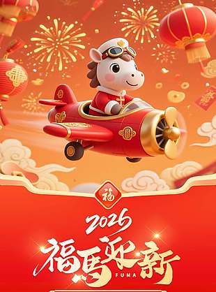 幸福中国年马年春节放假通知海报