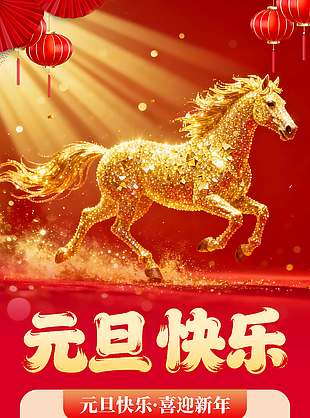 元旦快乐喜迎新年放假通知海报