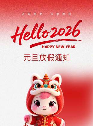 元气满满旦愿美好元旦放假通知海报