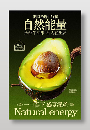 限定上新新鲜牛油果水果海报