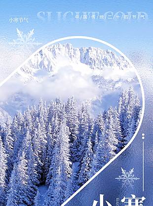 小寒舞落自成诗传统二十四节气海报