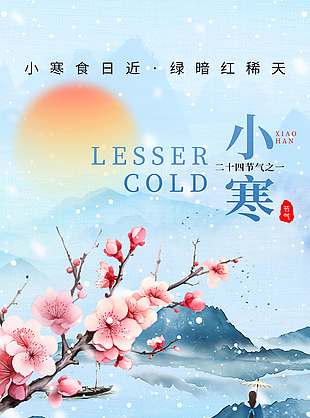 寒冬梅花开小寒传统节气海报